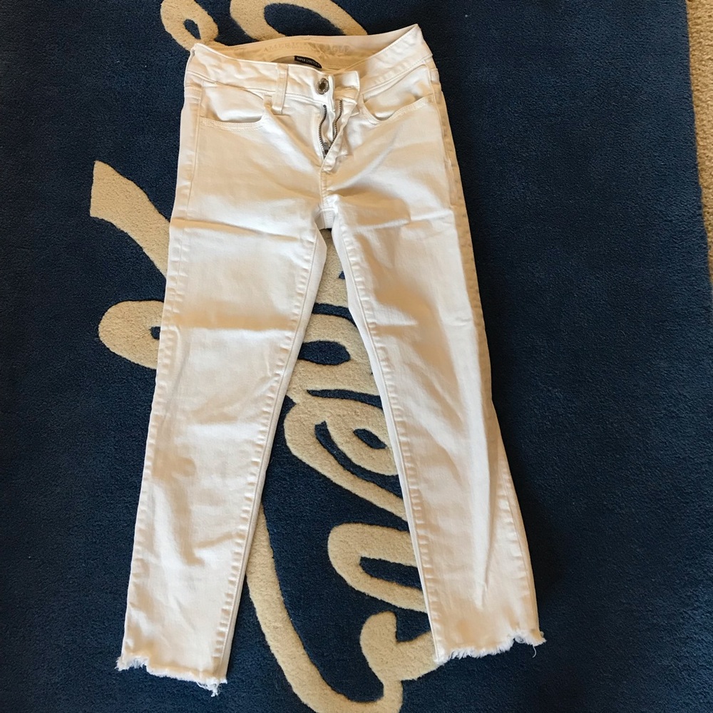 American eagle crop white jean